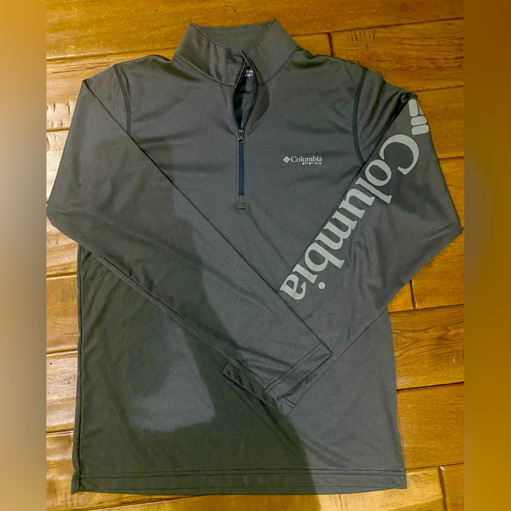 Columbia PFG Quarter Zip Long Sleeve Shirt Gray